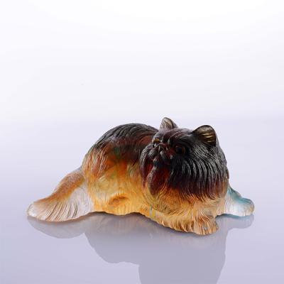 China Morden New Design Luxury Crystal Colorful Glass Persian Cat Selling For Home Decoration for sale