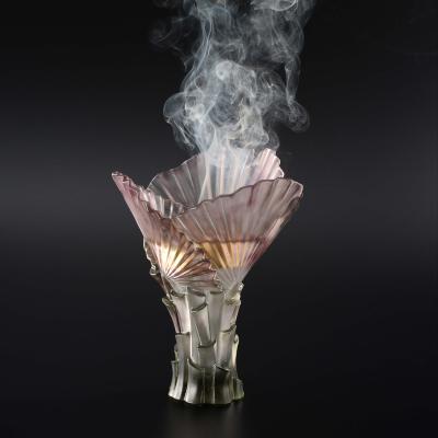 China Chinese High Quality Unique Liuli Censer Bukhoor Incense Crystal Censer Decoration Censer with Metal Plate for sale