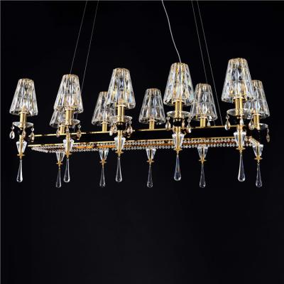 China New high qually modern pendant light rectangular k9 crystal chandelier for hotel lobby decoration for sale