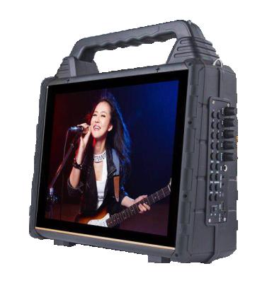 China Portable Karaoke Speaker With Dual Wireless Microphone 14.1 Inch Screen K001 for sale