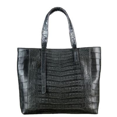 China Luxury Customized Genuine Guangzhou Gray Handbags Ladies Shoulder Bags Crocodile Tote Bags High Quality for sale