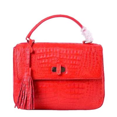 China Fashion Top Handle Crocodile Handbags With Tassel Lady Customized Bags Animal Cross Body Bags for sale