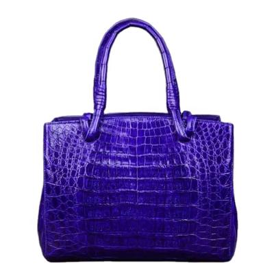 China NATIONAL Stylish Shinny Royal Blue Crocodile Belly Tote Bag Women Shoulder Leather Handbag Lady Purse for sale