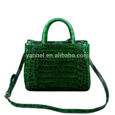 China Fashion Top Handle Lady Tote Handbags in Green Crocodile Belly Skin Bags for sale