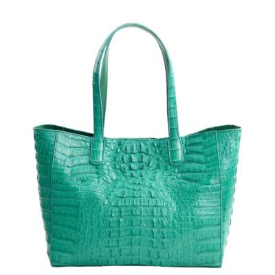 China Newest High Quality Spring Crocodile Skin Green Large Customized Handmade Tote Bags Lady Handbags for sale