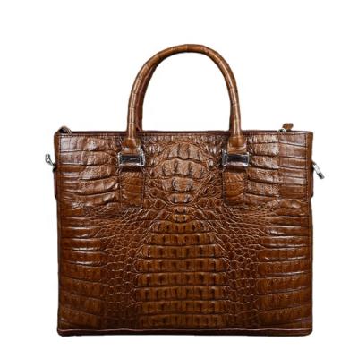 China Crocodile NATIONAL Messenger Leather Mens Bag Men Bags Leather Briefcase Tan Brown for sale