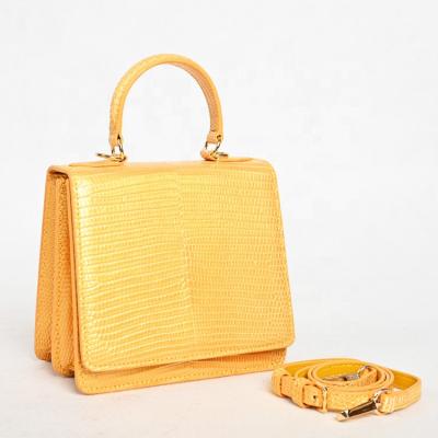 China Other luxury gold bags in lizard skin top handle lizard bags with cross body strap lady brand designer handbags customized l for sale