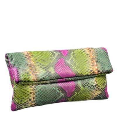 China Fashion Multi Python Fold Over Lady Snake Clutch Bag Women Python Leather Handbags for sale