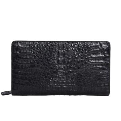 China High Quality Double Zipper Crocodile Clutch Bag Crocodile Leather Bag Exotic Black Black for sale