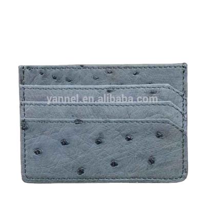 China Wholesale Running Name Card Purse Card Holder Card Case Real Ostrich Skin Exotic Leather Credit Card Wallet for sale