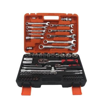 China All In One Box Chrome Vanadium Wrench Automotive Tool Box Set For Car Repair 82pcs Ratchet Open End Wrench Socket Set for sale