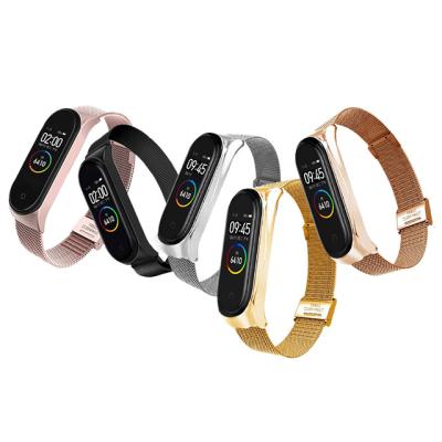 China Stainless Steel For Band 5, XiaoMi MI Band 5 Magnetic Watch Band Metal Bracelet Large Quality Milanese Stainless Steel for sale