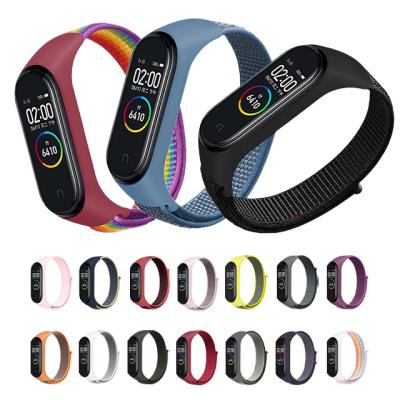 China LuAn Dual Tone Woven Nylon Fabric Sport Loop Smart Watch Strap For Xiaomi MI Band 5 Wristband for sale