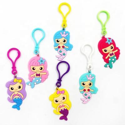 China Nickel free ready to ship the latest promotion design pvc soft cute cartoon mermaid key chain key chain for sale