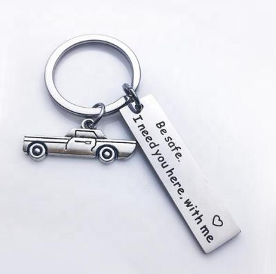 China Nickel Free Polished High Drive Safe Custom Stainless Steel Car Key Chain With Engraved Heart for sale