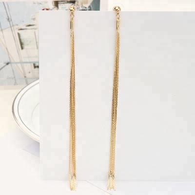 China Nickel free 2018 South Korean extra long tending gold earrings jewelry chandeliers high quality for sale