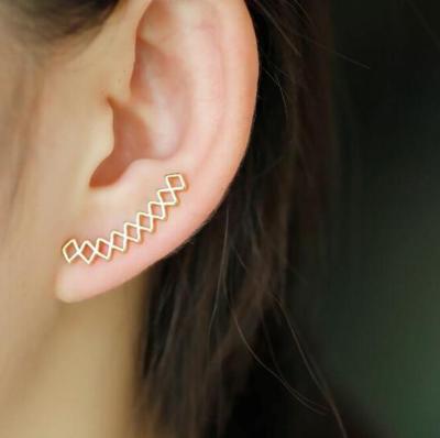 China Nickel Free 2018 Latest Fashion Simple Oval Geometric Ear Climber Ear Crawler Stud Earrings for sale