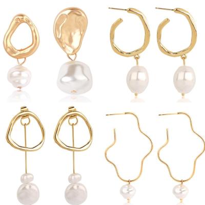 China Nickel Gold Wholesale Earrings, Pearl Jewelry 4 Pairs/Set Amazon Free Hot Selling Pearl Drop Earrings for sale