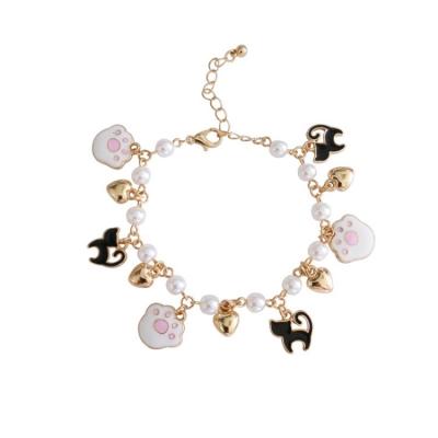 China Nickel Free Multi Styles Gold Hand Chain Bead Cat Charm Bracelet Design Women Fancy Girls Available for sale