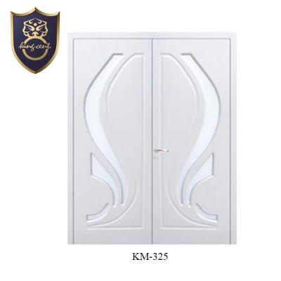 China Waterproof Residential Interior Modern Front MDF Entrance Pivot Wooden Double Door Design for sale