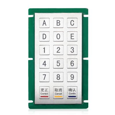 China Vertical 18 Buttons Stainless Steel Metal Keypad With RS232 , USB 3 x 6 Keypad for sale