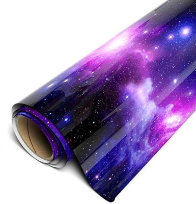 China GALAXY HTV watercolor galaxy pattern vinyl HEAT TRANSFER or ADHESIVE, htv or permanent adhesive vinyl printed vinyl for sale