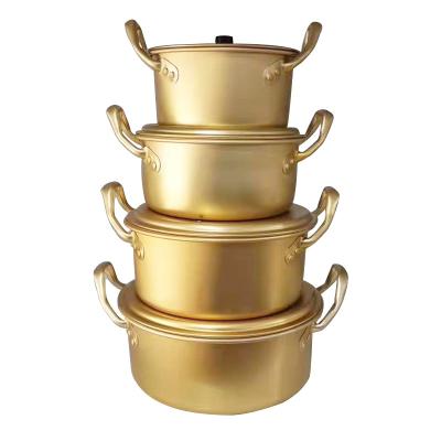 China CLASSIC Korean Cooking Pot With Lid Kitchen Cookware Yellow Aluminum Ramen Pot Ready-to-eat Stock Pot for sale