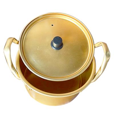 China CLASSIC Aluminum Pot With Lid Korean Yellow Ramen Instant Noodle Pot Broth Pot Sauce Cooking Pot for sale