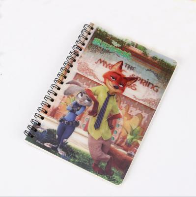 China Education Custom Size A4 / A5 / A6 3D Notebook 3d Lenticular Printing Plastic Cover Notebook for sale