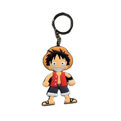 China One Piece Luffy Double 2D Gift Good Quality Anime Key Chain Soft Side PVC Rubber Key Chain for sale