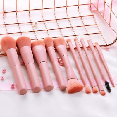 China Wholesale 10 Pcs Soft Bristle Hot Pink Brush Kit Double Head Light Logo Brushes Custom Makeup Set for sale