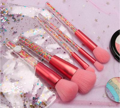 China 2021 New Design Eco-friendly Professional Cosmetic Tools 5pcs Candy Makeup Brushes Acrylic Makeup Brush Set for sale