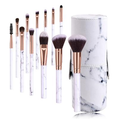 China Soft Stiffens Good Design 12 Pcs Brushes Loose Powder Brush Beauty Tools For Woman Eye Marble Makeup Set Brush for sale