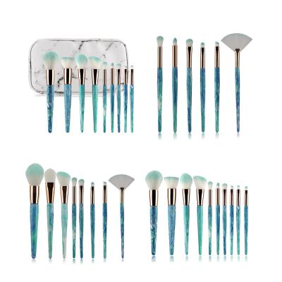 China Eco-friendly 10pcs /6/8 pcs ink blue and white jade pattern beauty tools makeup brushes makeup marble brush set for sale