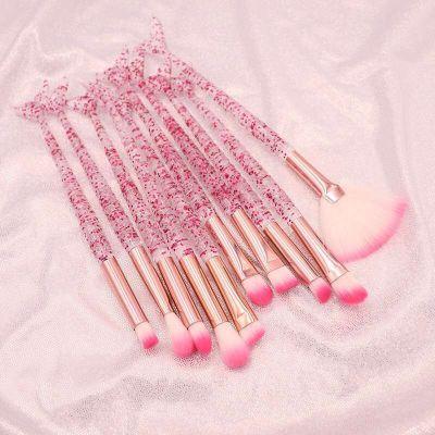 China Soft Bristle Selling Best On Ebay Amazon 10 Pieces Handle Makeup Brushes Mermaid Style Crystal Makeup Brushes for sale