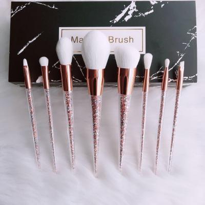 China 2021 Hot Diamond New Style 8 Pcs Brushes Softly Transparent Bling Crystal Glitter Makeup Brush Set for sale