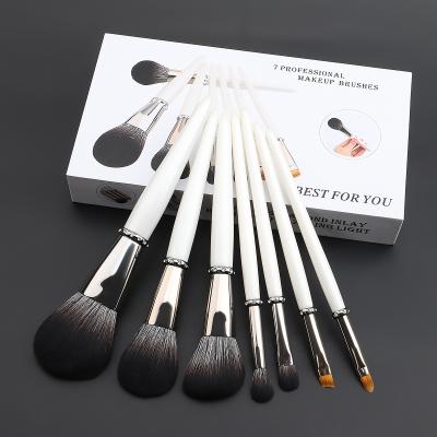 China Soft Stiffen Style Product 7pcs Animal Hair Diamond Handle Diamond Eyeshadow Makeup Custom Soft Wood Brush Set for sale