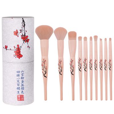 China Private Label 10pcs Plum Blossom Face Complexion Beauty Tool Candy Color Makeup Brushes Makeup Brush Set for sale