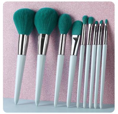 China Best Quality Private Label Logo 9 Pcs Custom Makeup Brush Matte Handle Wooden Handle Makeup Brush Kit Eco-friendly for sale