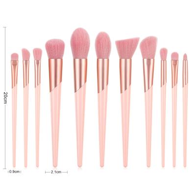 China Soft Bristle YBLS 11 Pcs Best Makeup Brush Set Brand Loose Powder Blush Tube Pink Oblique Makeup Brush Set for sale