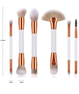 China New Arrivals Eco - Friendly Double Sided Makeup Brush Set 6pcs White And Pink Double End Makeup Brush for sale