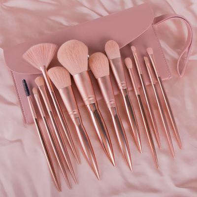 China Soft Stiffens High Quality Beauty Tool 12 Pcs Mounted Gold Makeup Brushes Cute Small Bean Paste Handle Makeup Electroplating Brush Set for sale