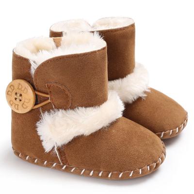 China Custom Insulative Winter Cute Infant Baby Boots Baby Fleece Striped Snow Boots for sale