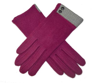 China Cheap wine ladies party and fashion woolen gloves with three buttons for sale