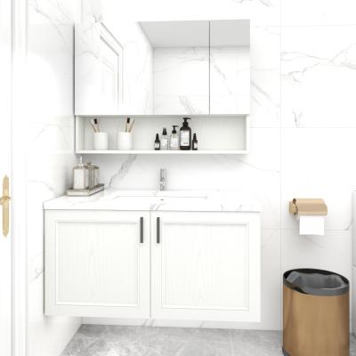 China Economical Modern Luxury Wall Mounted White Aluminum Bathroom Cabinets Eco - Friendly And Vanity for sale