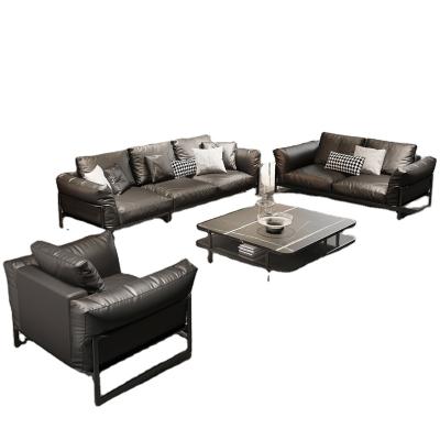 China Other Customized Real Leather Aluminum Moisture-Proof Italian High Quality Lazy Living Room Sofa Set for sale