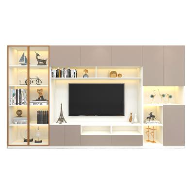 China (Other) Adjustable Modern TV Unit Cabinet Living Room Furniture TV Cabinet Rack Customized Size Aluminum Panel TV Cabinet for sale