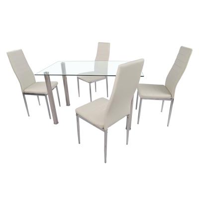 China K/D Kitchen Dining Sets Furniture Tempered Glass Dining Table Set 4 Chairs Dining Umpire Chairs Set for sale