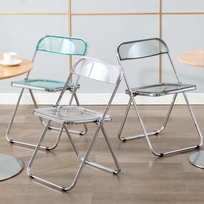 China MODERN modern simple style folding chair transparent acrylic plastic chairs metal leg acrylic dining chair for sale