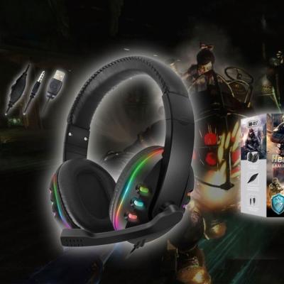 China Pro Sports USB RGB Wired Headphones K5 Computer Gaming Headphones Perfect Sound High Quality Colorful Luminescent Cable for sale